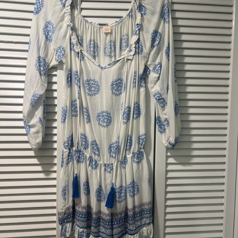 Surf Gypsy Blue and White Long Sleeve Romper